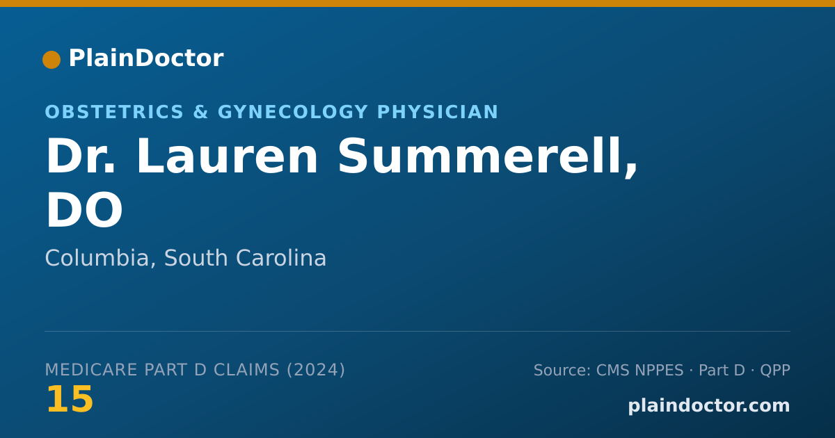 Shareable card for Lauren Summerell, DO - Obstetrics & Gynecology Physician, Columbia, SC