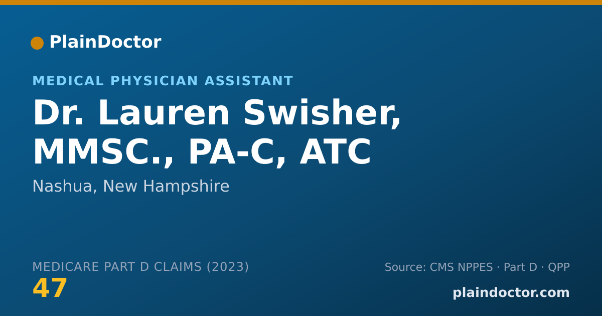 Shareable card for Lauren Swisher, MMSC., PA-C, ATC - Medical Physician Assistant, Nashua, NH