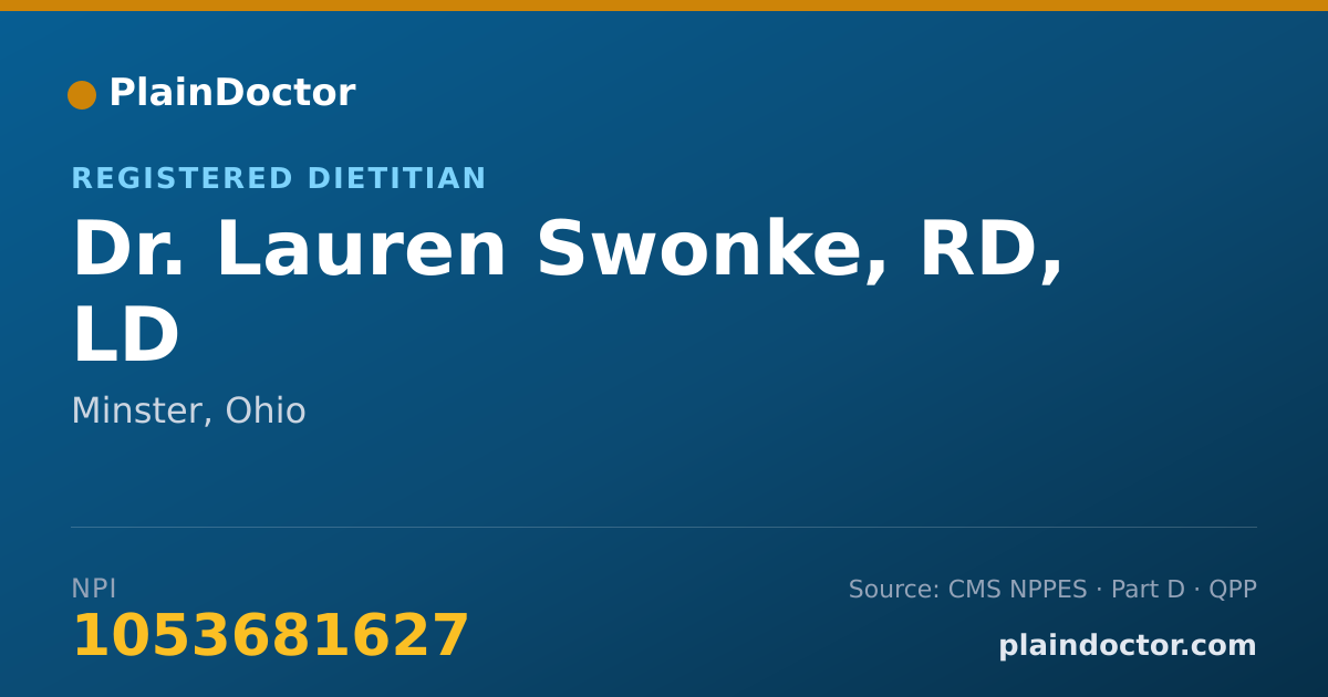 Shareable card for Lauren Swonke, RD, LD - Registered Dietitian, Minster, OH