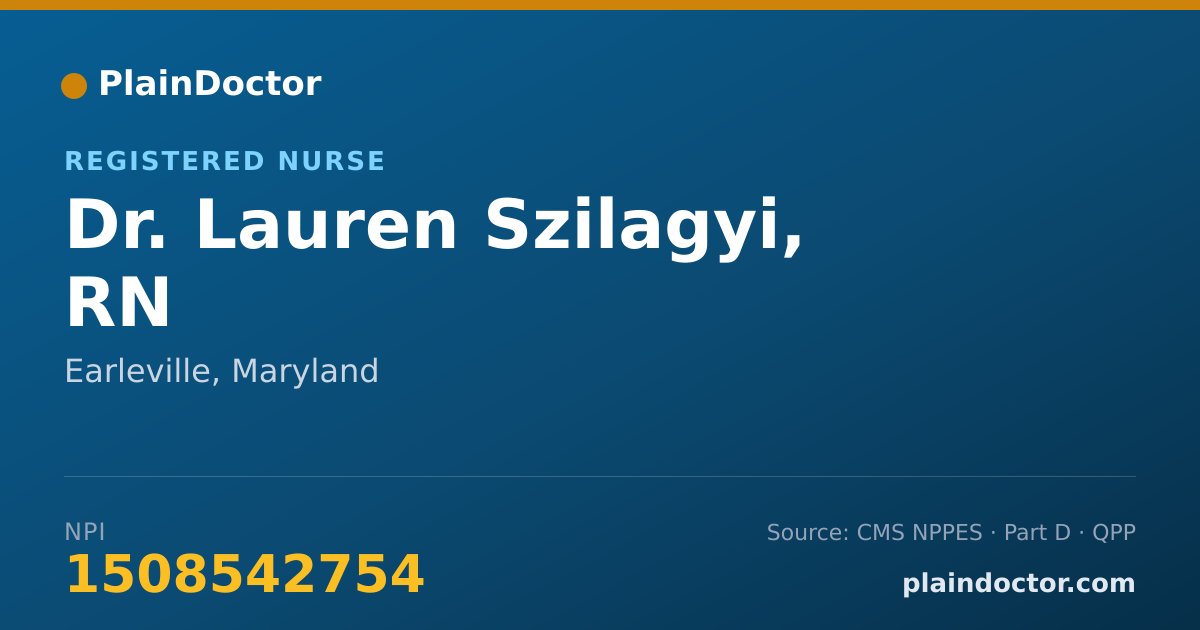 Shareable card for Lauren Szilagyi, RN - Registered Nurse, Earleville, MD