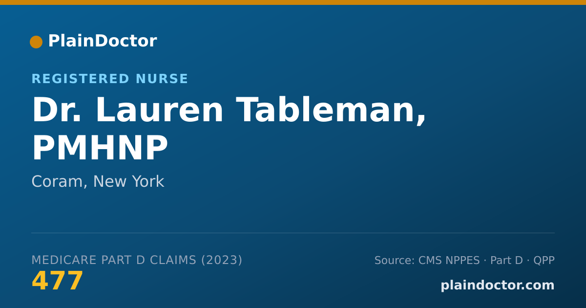 Shareable card for Lauren Tableman, PMHNP - Registered Nurse, Coram, NY