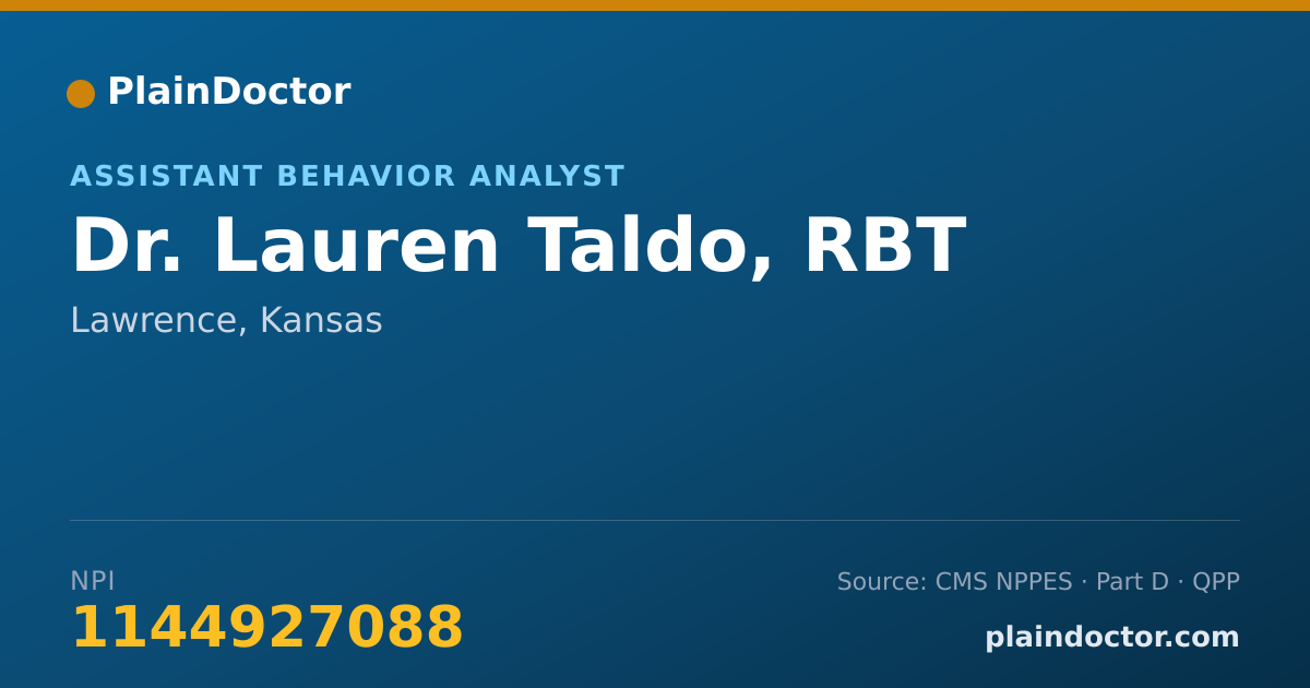 Shareable card for Lauren Taldo, RBT - Assistant Behavior Analyst, Lawrence, KS