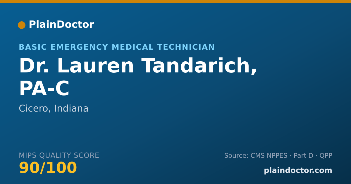 Shareable card for Lauren Tandarich, PA-C - Basic Emergency Medical Technician, Cicero, IN