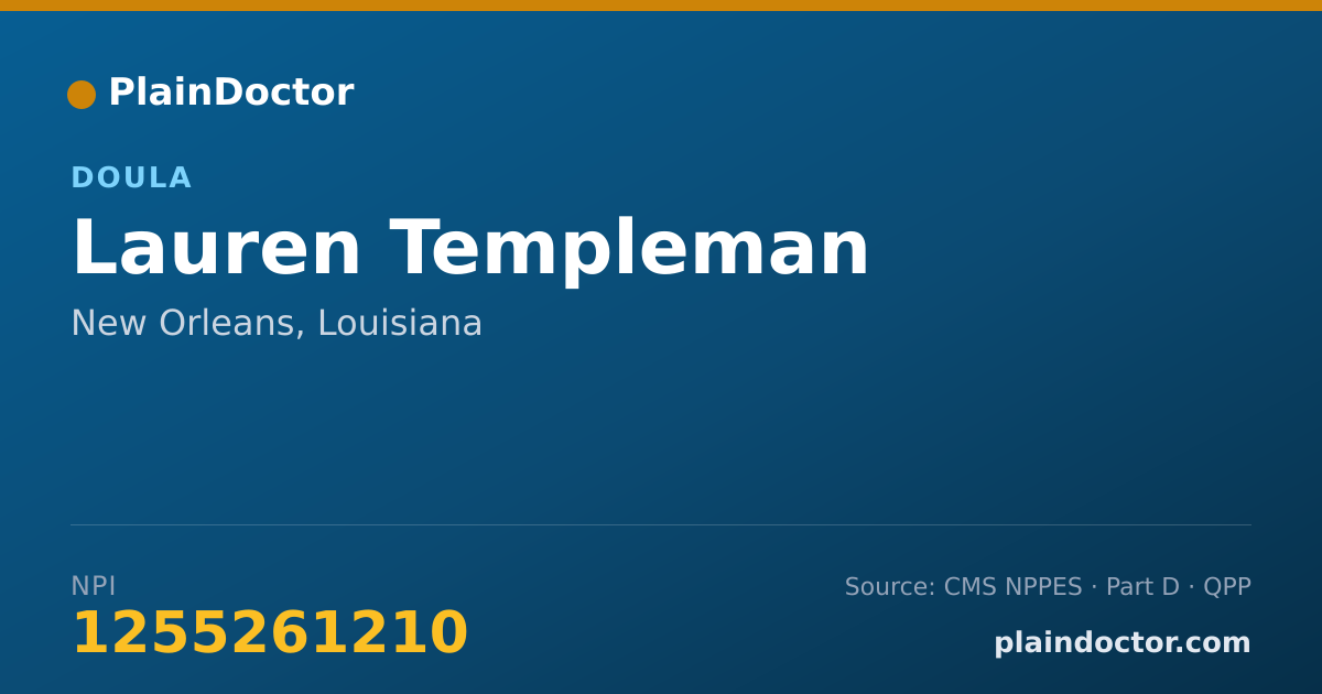 Shareable card for Lauren Templeman - Doula, New Orleans, LA