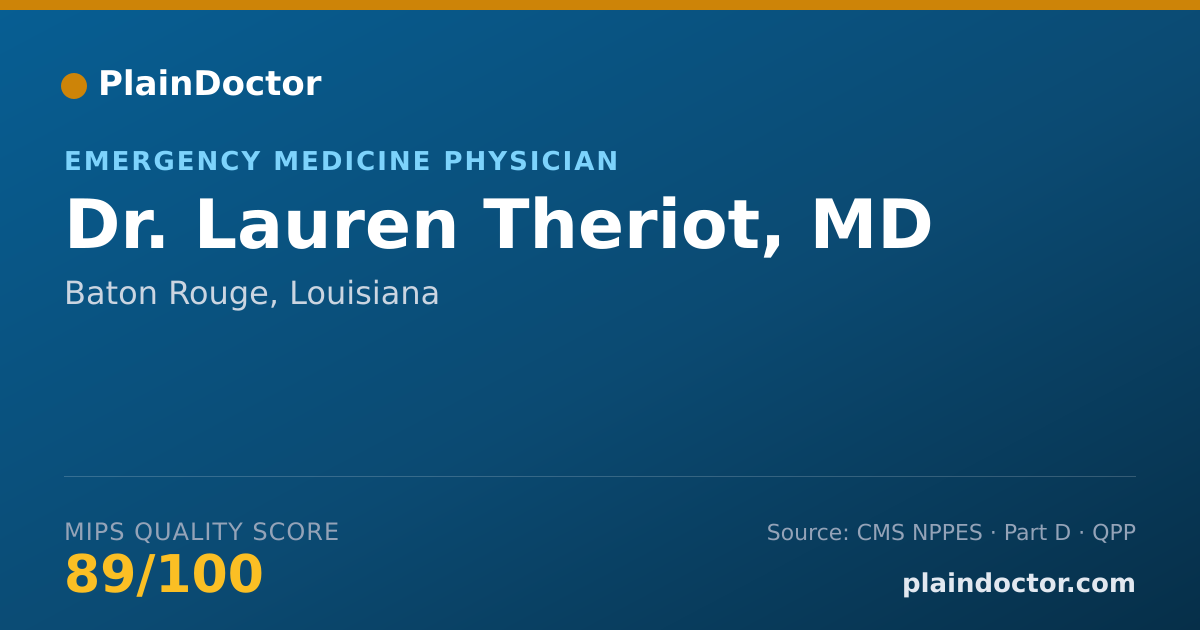 Shareable card for Lauren Theriot, MD - Emergency Medicine Physician, Baton Rouge, LA