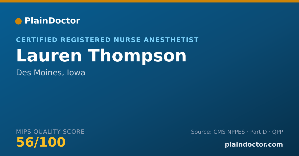 Shareable card for Lauren Thompson - Certified Registered Nurse Anesthetist, Des Moines, IA