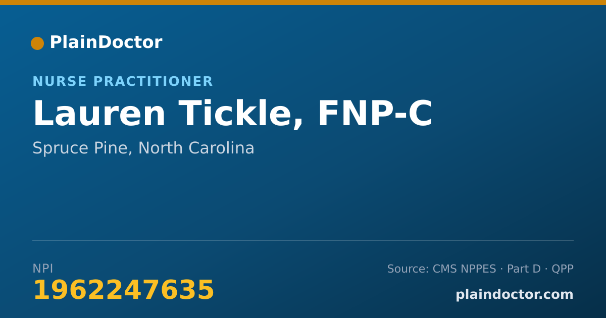 Shareable card for Lauren Tickle, FNP-C - Nurse Practitioner, Spruce Pine, NC