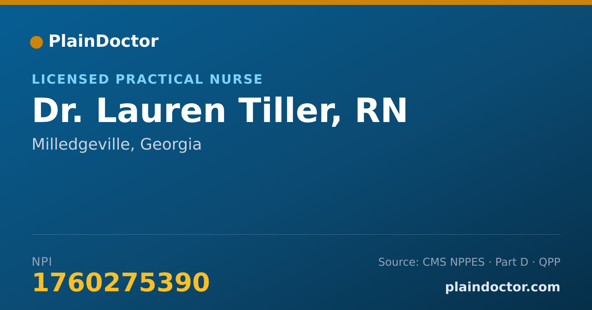 Shareable card for Lauren Tiller, RN - Licensed Practical Nurse, Milledgeville, GA