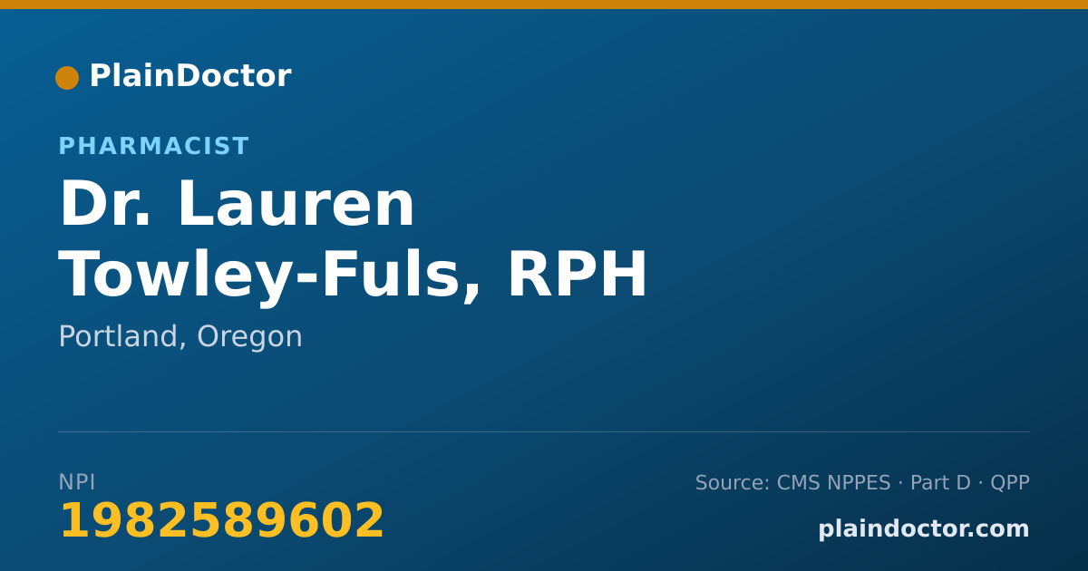 Shareable card for Lauren Towley-Fuls, RPH - Pharmacist, Portland, OR