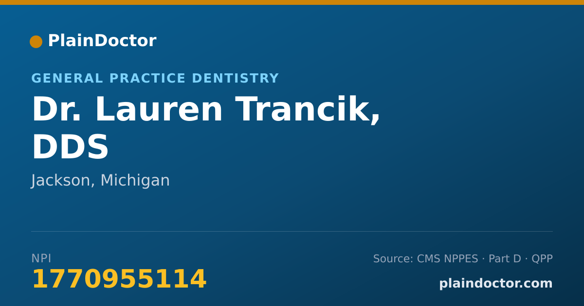 Shareable card for Lauren Trancik, DDS - General Practice Dentistry, Jackson, MI