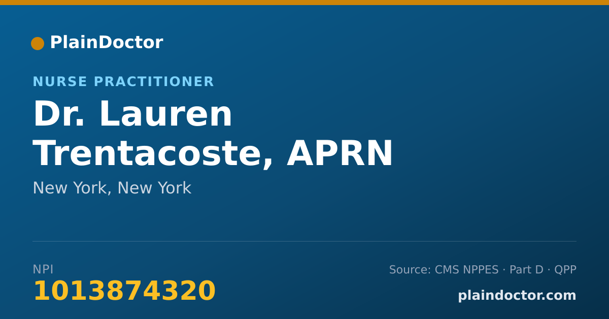 Shareable card for Lauren Trentacoste, APRN - Nurse Practitioner, New York, NY