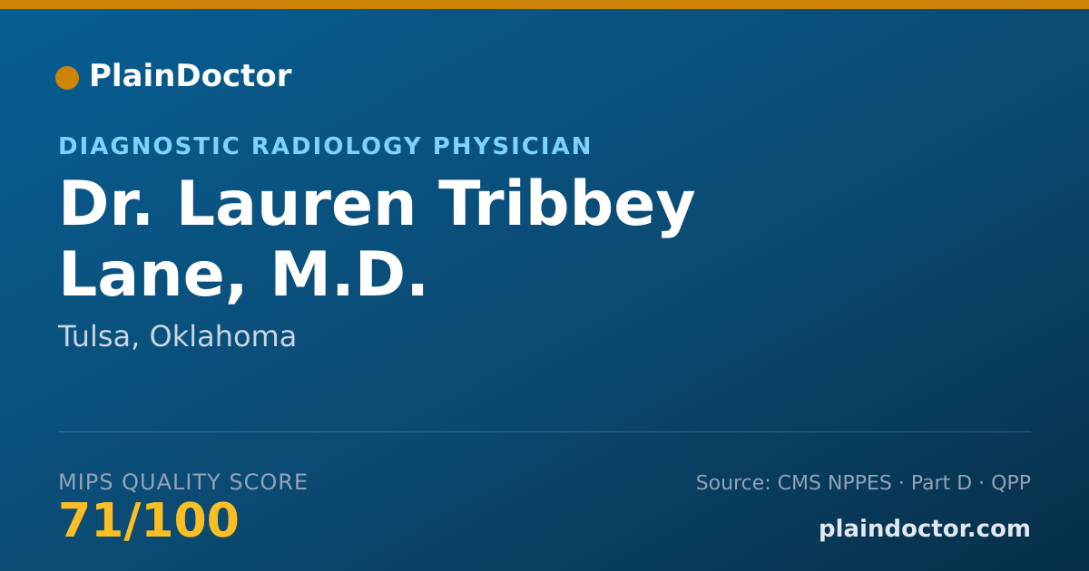 Shareable card for Lauren Tribbey Lane, M.D. - Diagnostic Radiology Physician, Tulsa, OK