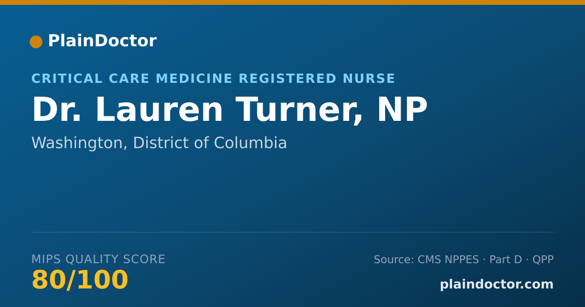 Shareable card for Lauren Turner, NP - Critical Care Medicine Registered Nurse, Washington, DC
