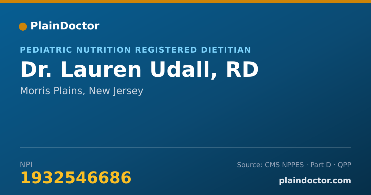 Shareable card for Lauren Udall, RD - Pediatric Nutrition Registered Dietitian, Morris Plains, NJ