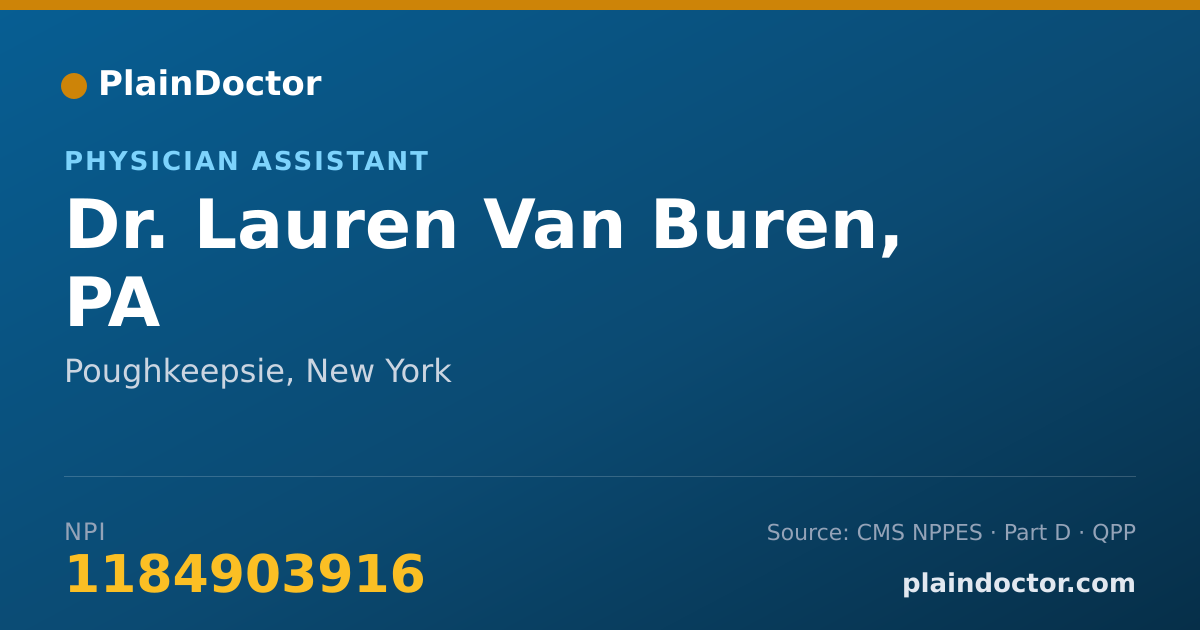 Shareable card for Lauren Van Buren, PA - Physician Assistant, Poughkeepsie, NY