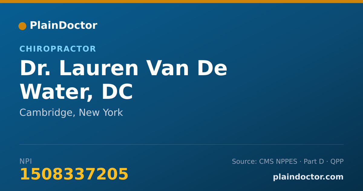 Shareable card for Lauren Van De Water, DC - Chiropractor, Cambridge, NY