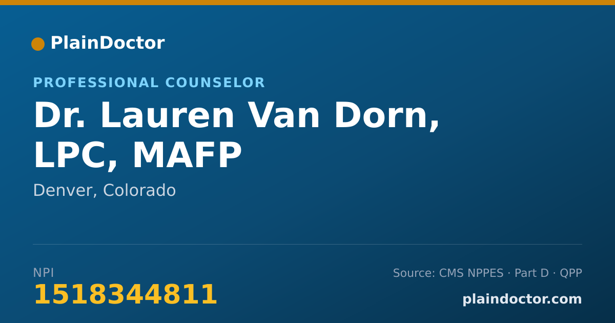 Shareable card for Lauren Van Dorn, LPC, MAFP - Professional Counselor, Denver, CO