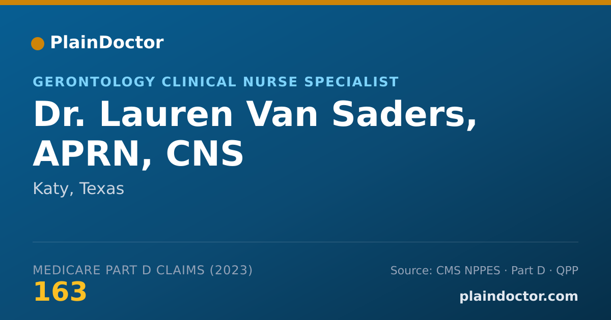Shareable card for Lauren Van Saders, APRN, CNS - Gerontology Clinical Nurse Specialist, Katy, TX