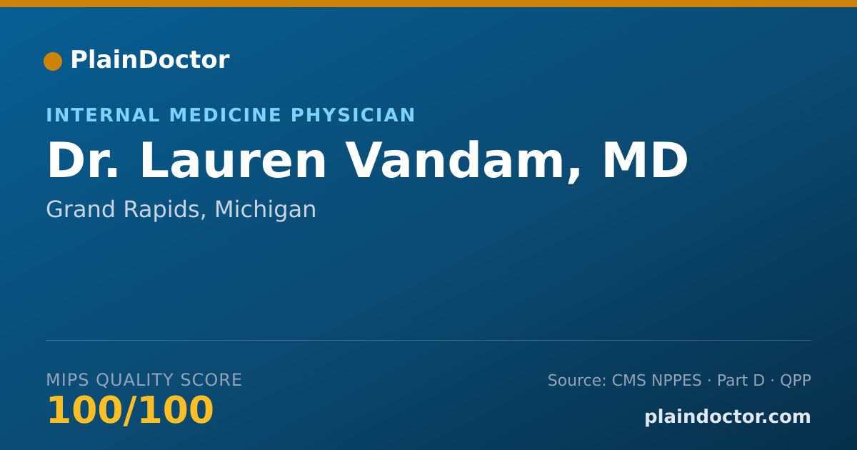 Shareable card for Lauren Vandam, MD - Internal Medicine Physician, Grand Rapids, MI