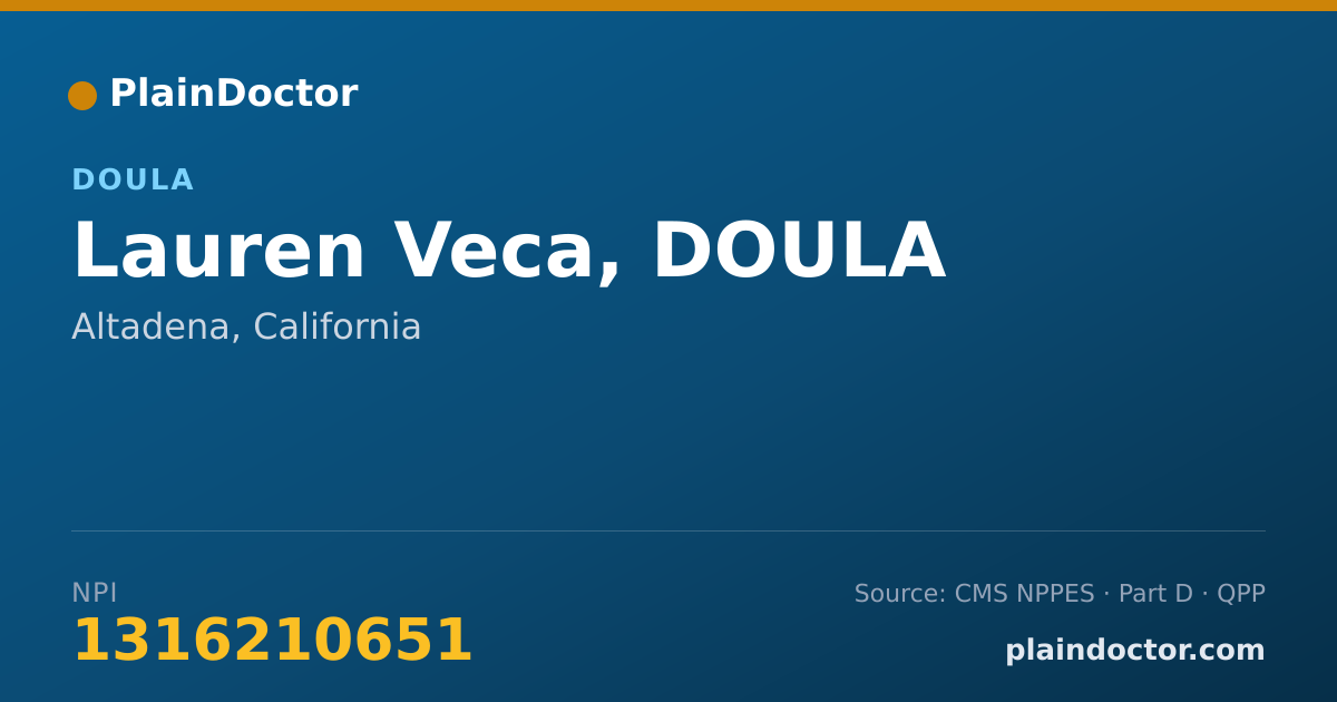Shareable card for Lauren Veca, DOULA - Doula, Altadena, CA