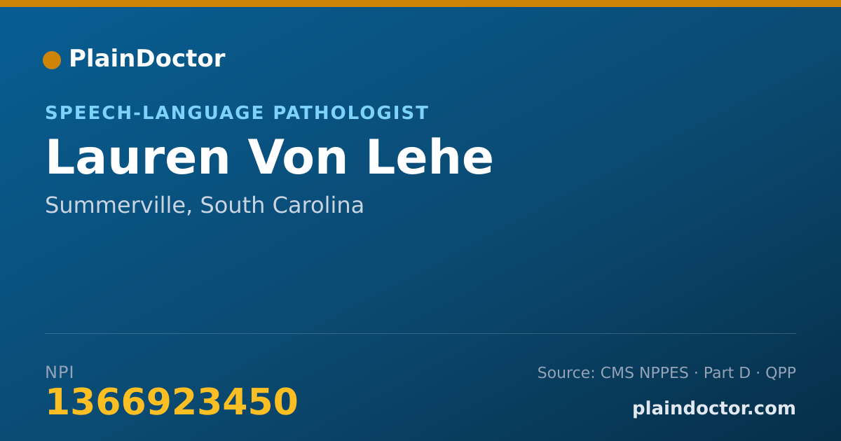 Shareable card for Lauren Von Lehe - Speech-Language Pathologist, Summerville, SC