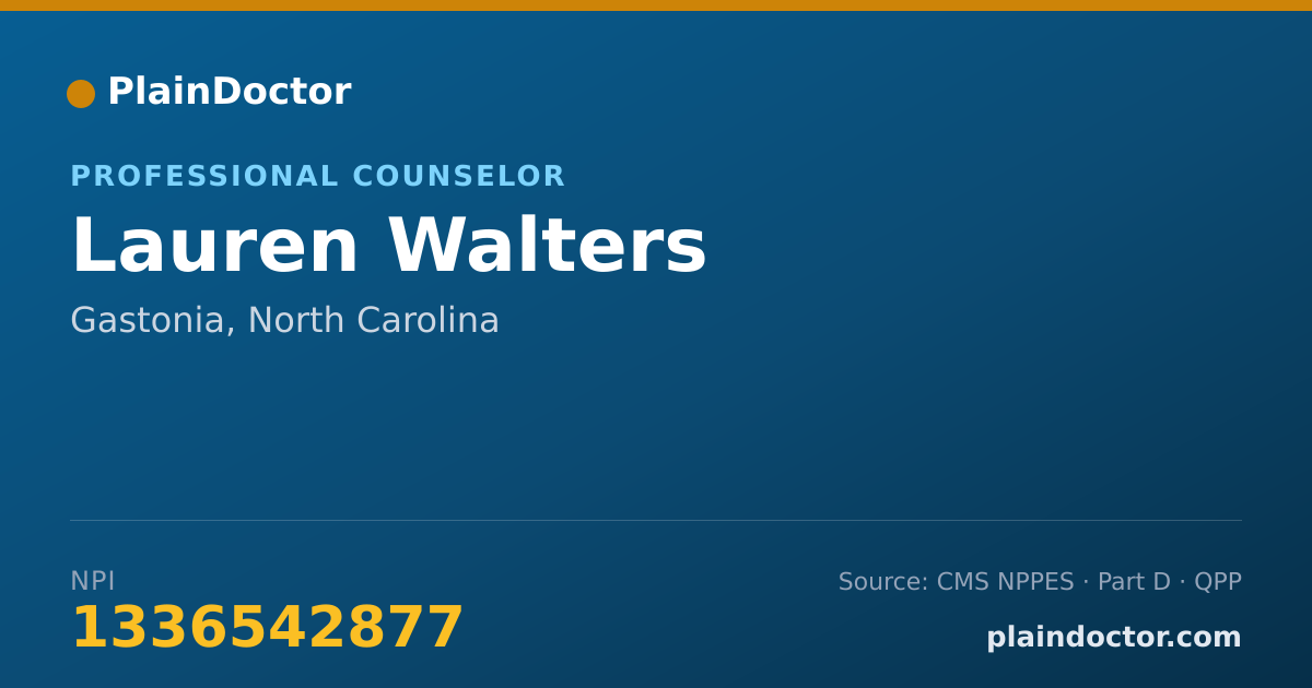 Shareable card for Lauren Walters - Professional Counselor, Gastonia, NC