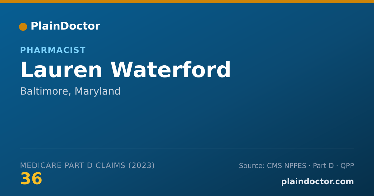 Shareable card for Lauren Waterford - Pharmacist, Baltimore, MD
