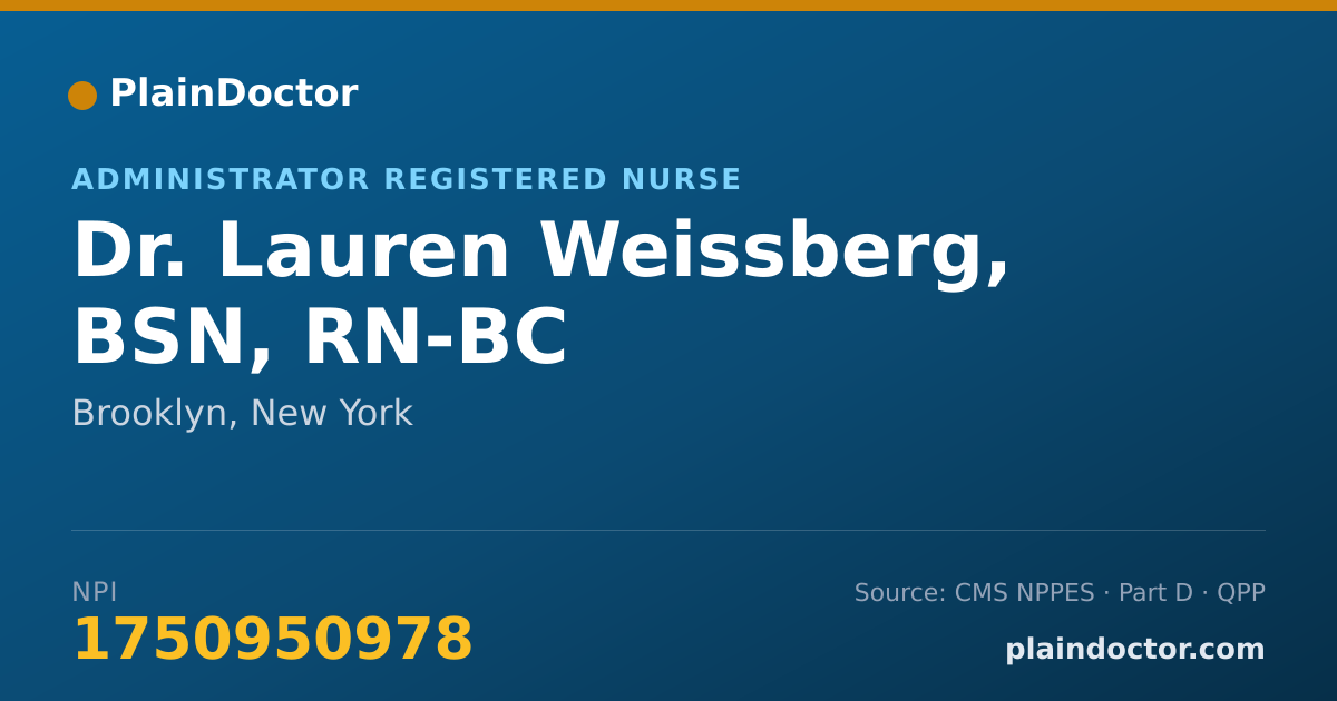 Shareable card for Lauren Weissberg, BSN, RN-BC - Administrator Registered Nurse, Brooklyn, NY