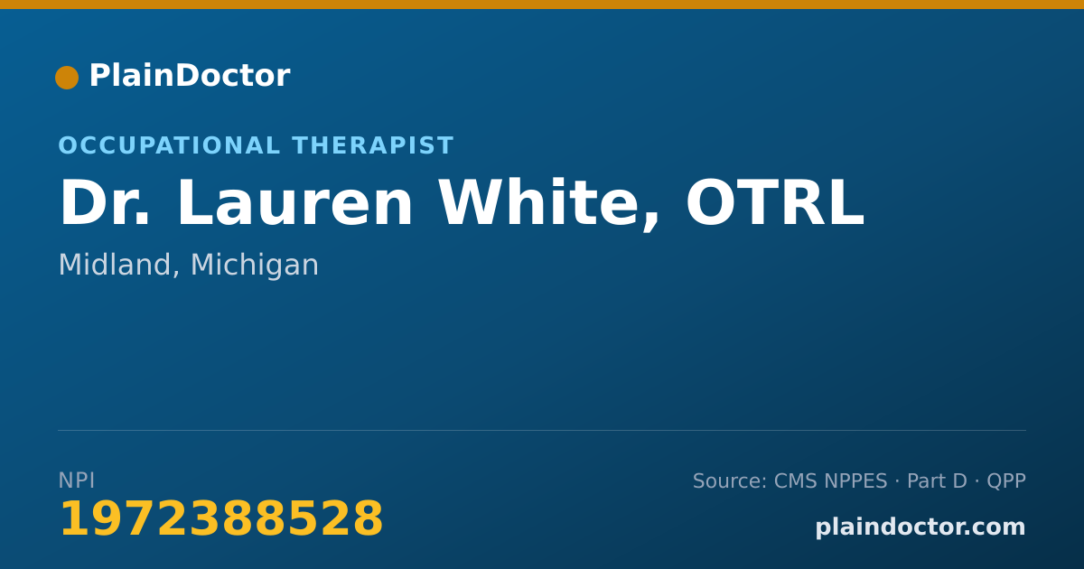 Shareable card for Lauren White, OTRL - Occupational Therapist, Midland, MI