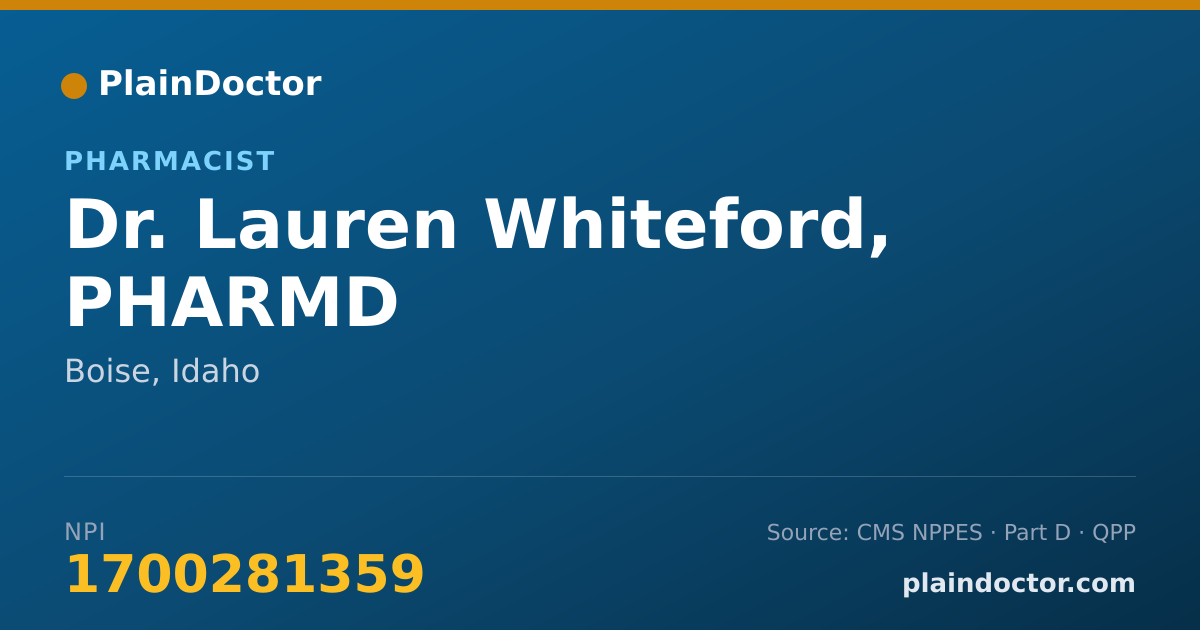 Shareable card for Lauren Whiteford, PHARMD - Pharmacist, Boise, ID