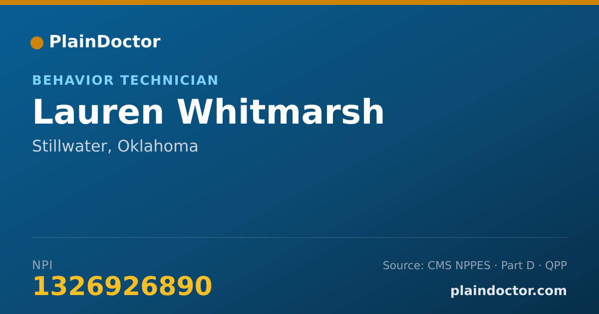 Shareable card for Lauren Whitmarsh - Behavior Technician, Stillwater, OK