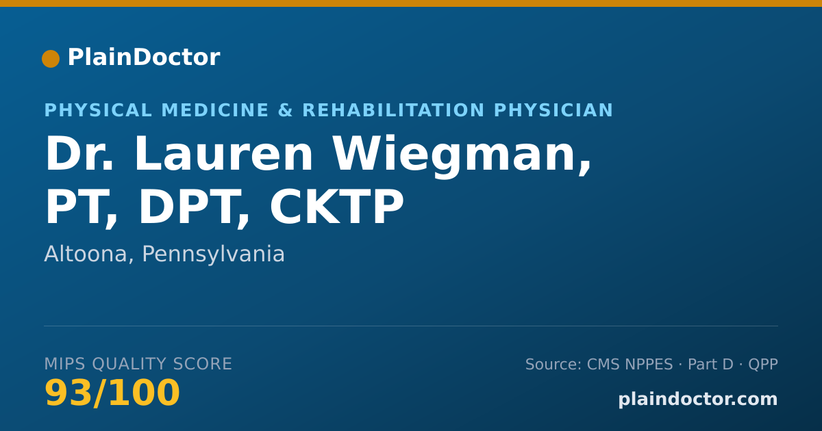 Shareable card for Lauren Wiegman, PT, DPT, CKTP - Physical Medicine & Rehabilitation Physician, Altoona, PA