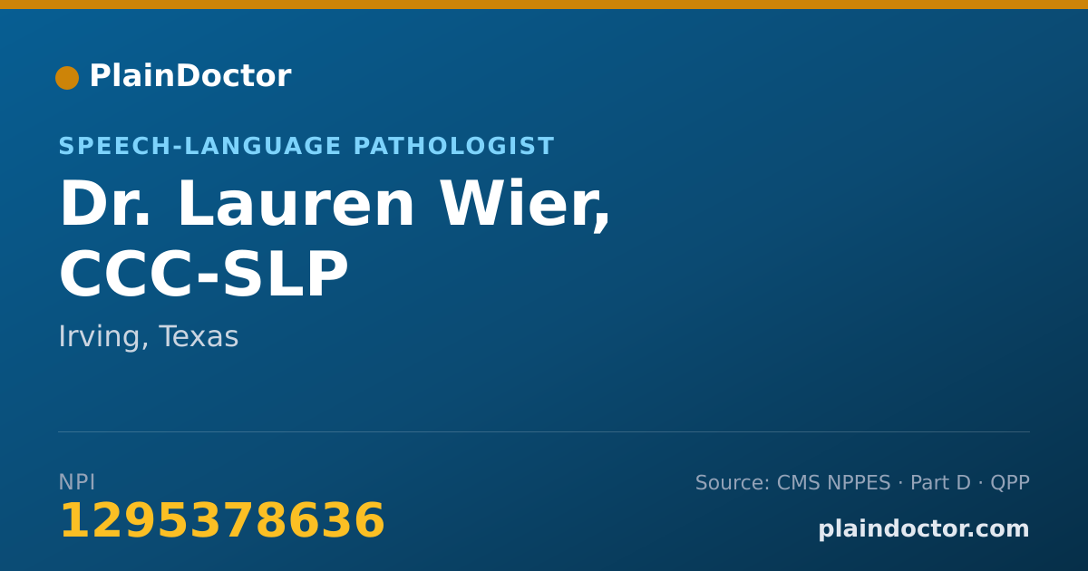 Shareable card for Lauren Wier, CCC-SLP - Speech-Language Pathologist, Irving, TX