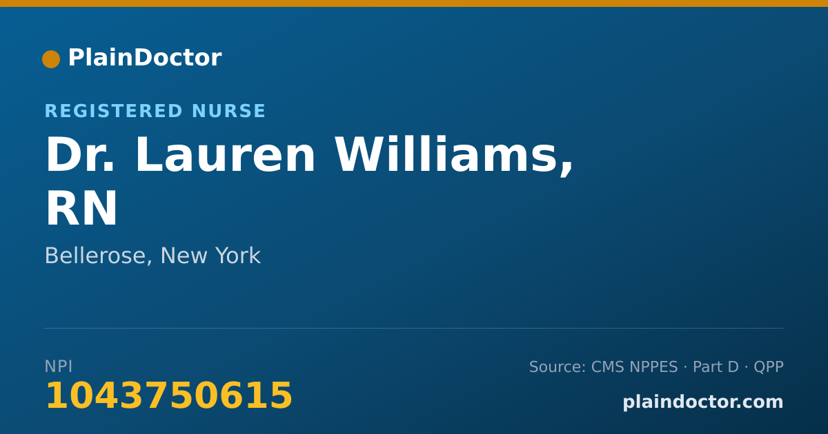 Shareable card for Lauren Williams, RN - Registered Nurse, Bellerose, NY