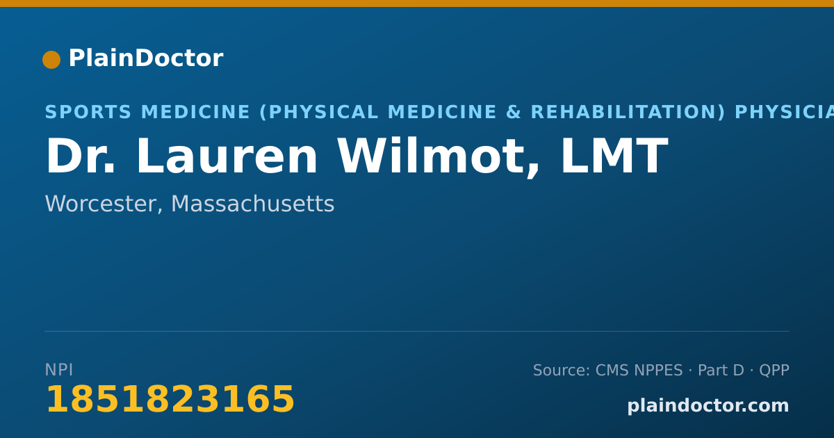 Shareable card for Lauren Wilmot, LMT - Sports Medicine (Physical Medicine & Rehabilitation) Physician, Worcester, MA