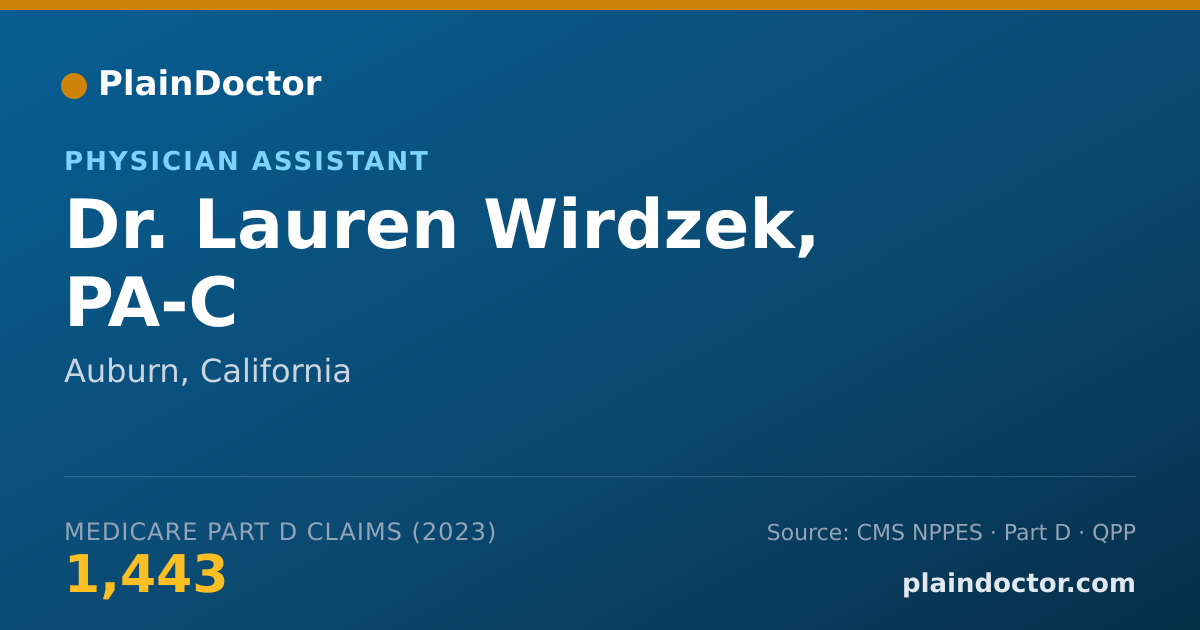 Shareable card for Lauren Wirdzek, PA-C - Physician Assistant, Auburn, CA
