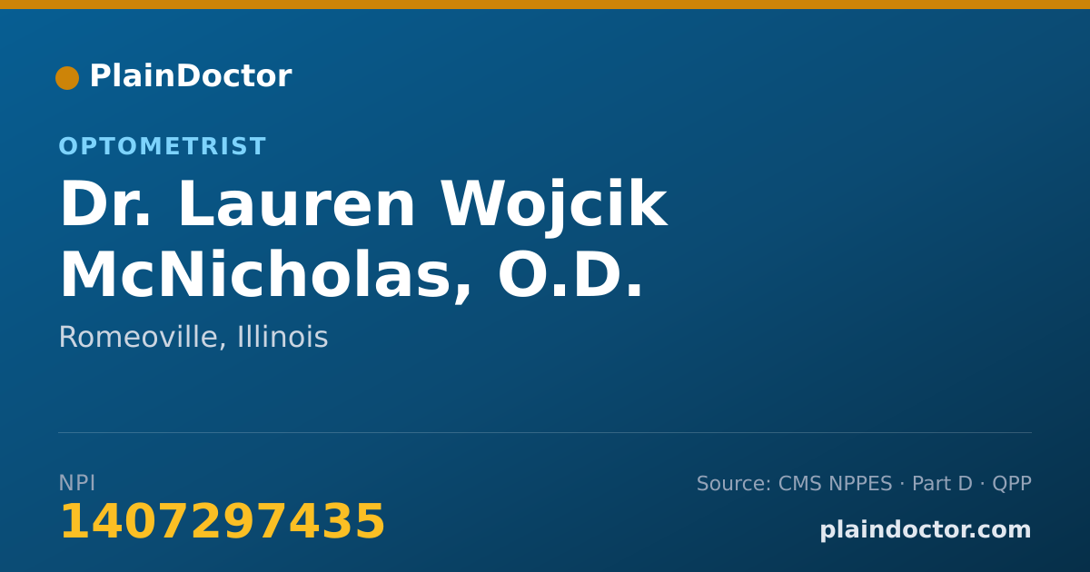 Shareable card for Lauren Wojcik McNicholas, O.D. - Optometrist, Romeoville, IL