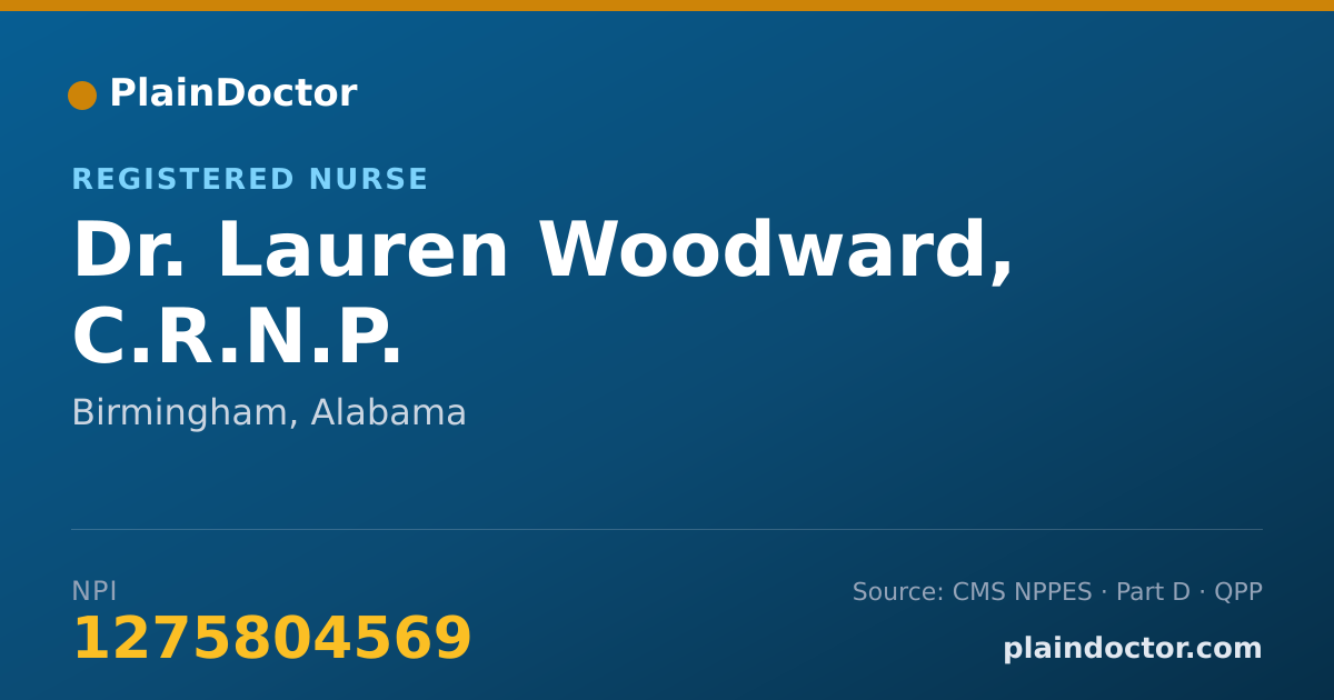 Shareable card for Lauren Woodward, C.R.N.P. - Registered Nurse, Birmingham, AL