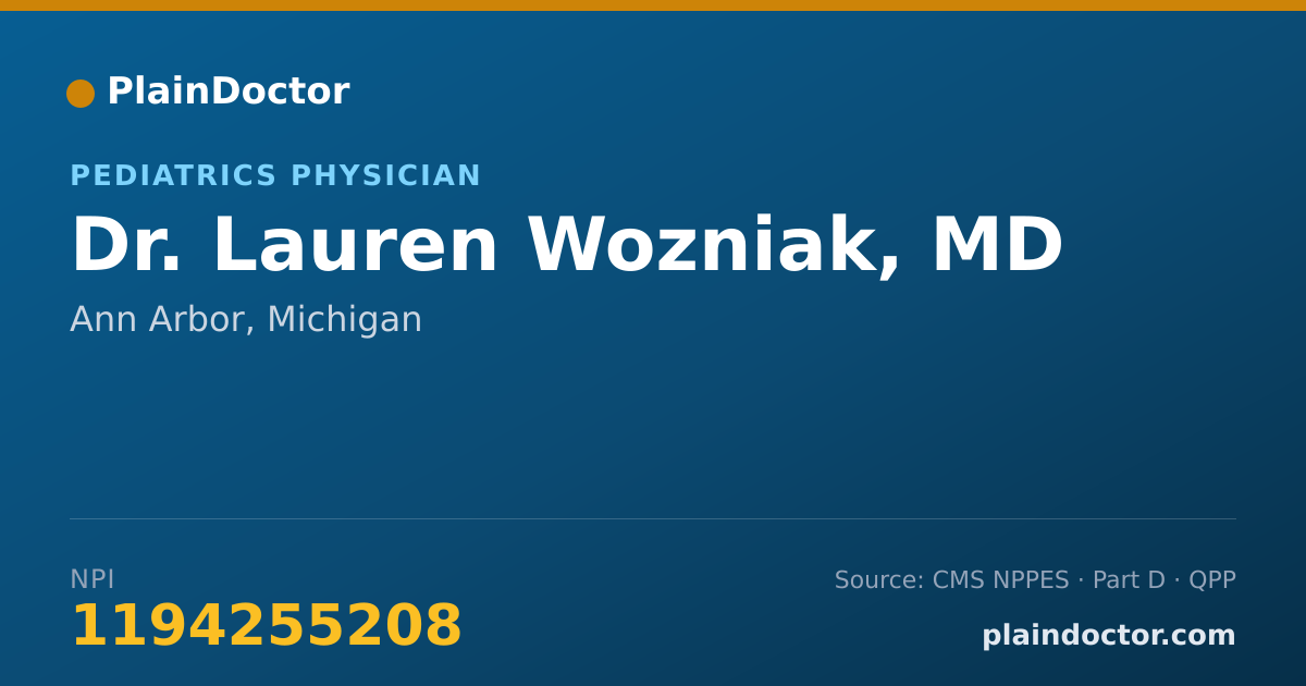Shareable card for Lauren Wozniak, MD - Pediatrics Physician, Ann Arbor, MI