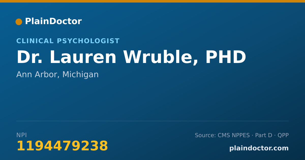 Shareable card for Lauren Wruble, PHD - Clinical Psychologist, Ann Arbor, MI