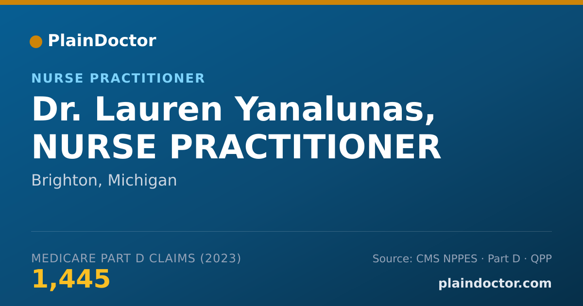 Shareable card for Lauren Yanalunas, NURSE PRACTITIONER - Nurse Practitioner, Brighton, MI