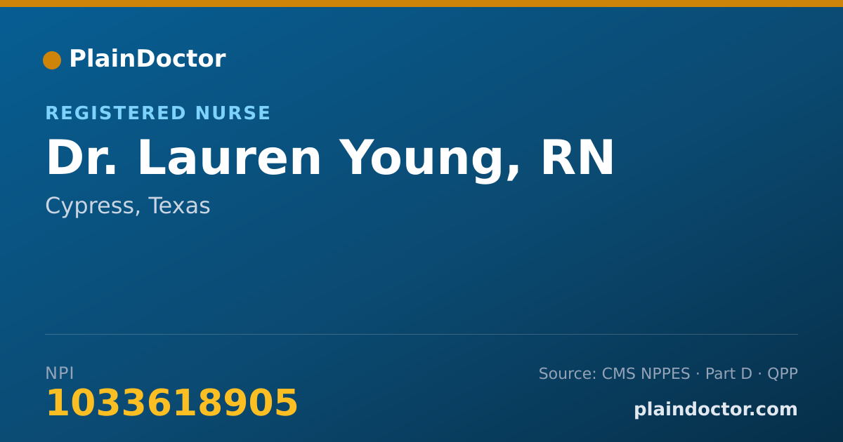Shareable card for Lauren Young, RN - Registered Nurse, Cypress, TX