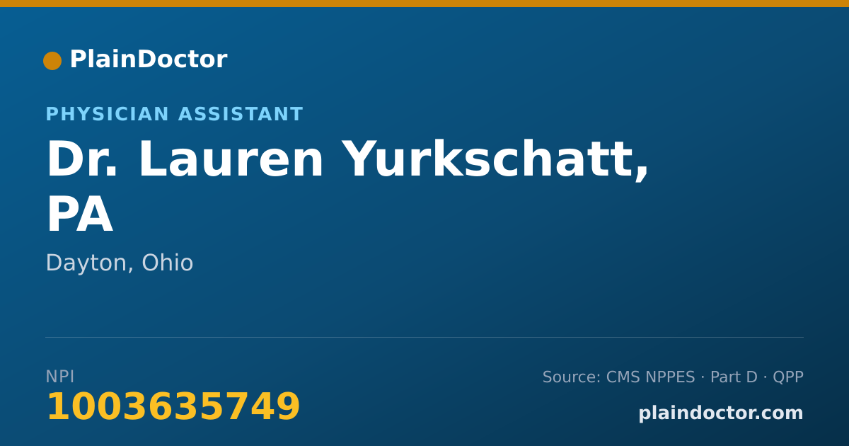 Shareable card for Lauren Yurkschatt, PA - Physician Assistant, Dayton, OH