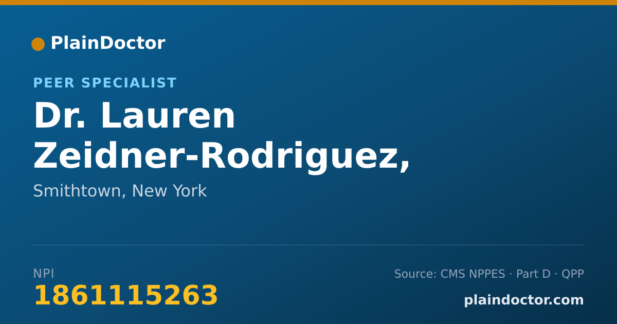 Shareable card for Lauren Zeidner-Rodriguez, NYCPS-P - Peer Specialist, Smithtown, NY
