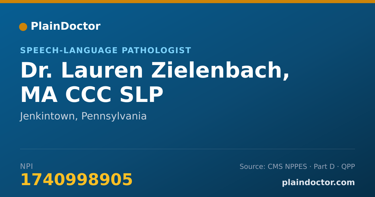 Shareable card for Lauren Zielenbach, MA CCC SLP - Speech-Language Pathologist, Jenkintown, PA