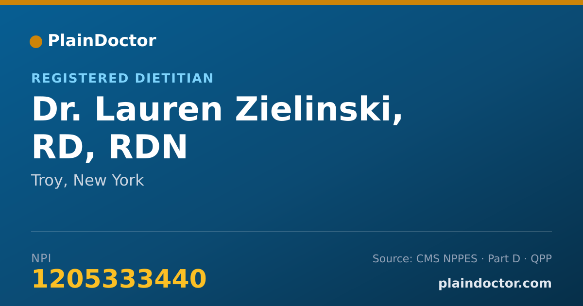 Shareable card for Lauren Zielinski, RD, RDN - Registered Dietitian, Troy, NY