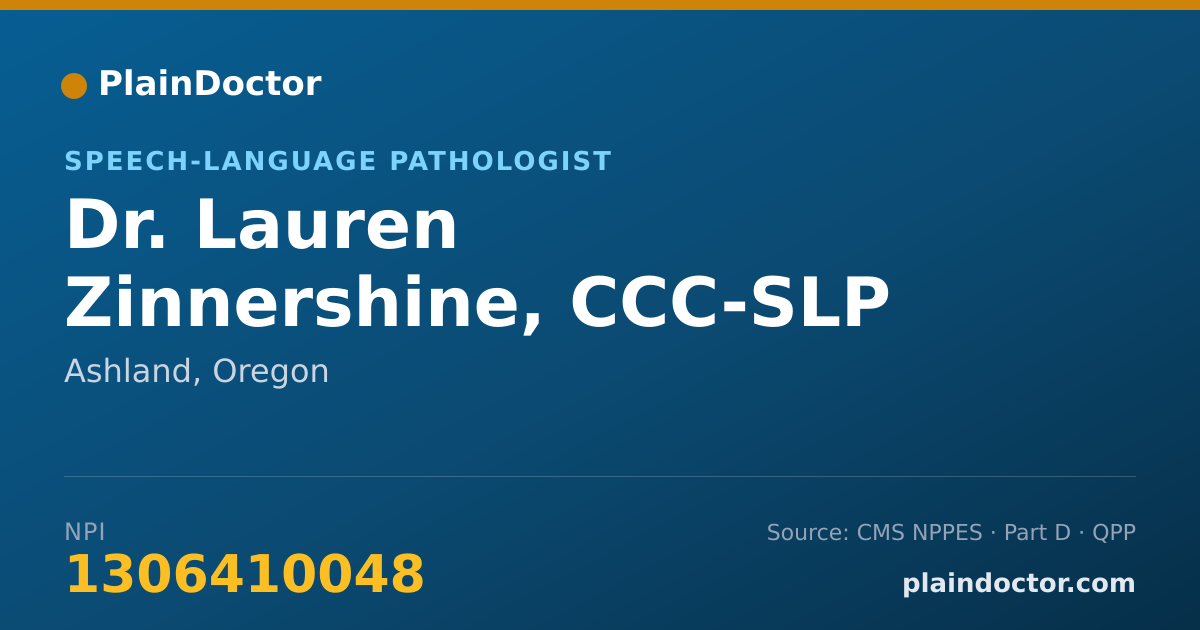 Shareable card for Lauren Zinnershine, CCC-SLP - Speech-Language Pathologist, Ashland, OR