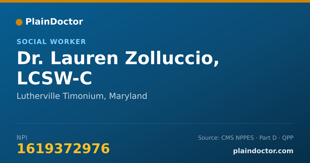 Shareable card for Lauren Zolluccio, LCSW-C - Social Worker, Lutherville Timonium, MD