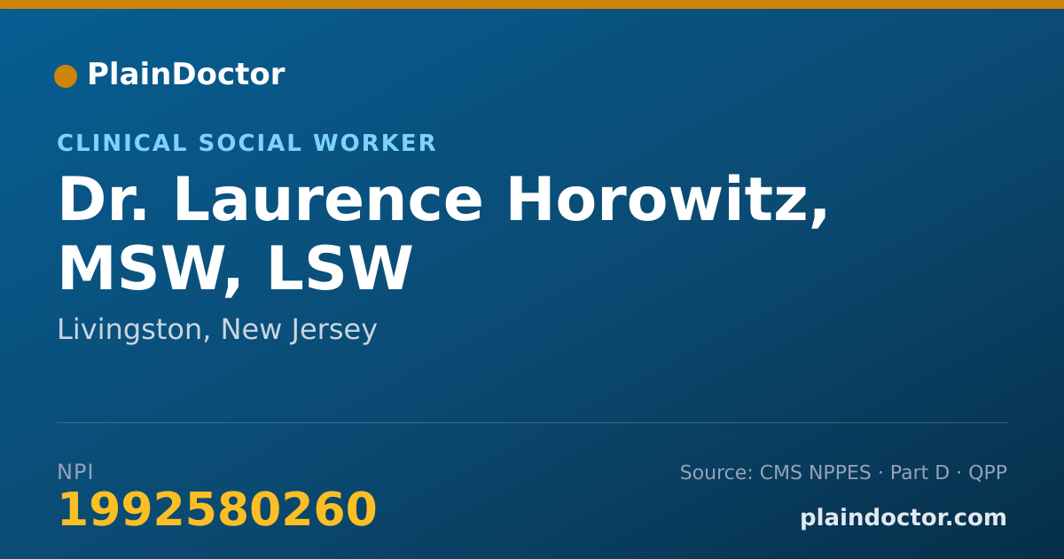 Shareable card for Laurence Horowitz, MSW, LSW - Clinical Social Worker, Livingston, NJ