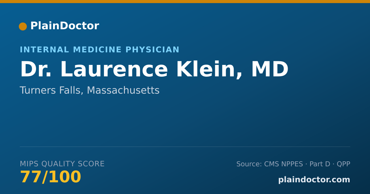 Shareable card for Laurence Klein, MD - Internal Medicine Physician, Turners Falls, MA